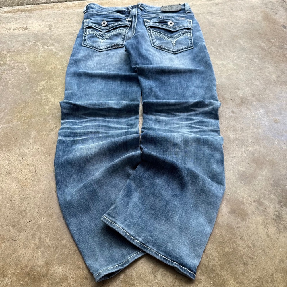 Vintage Y2K Salvage Mayhem Bootcut Jeans Grunge Workwear Blue Size 32 (i2)